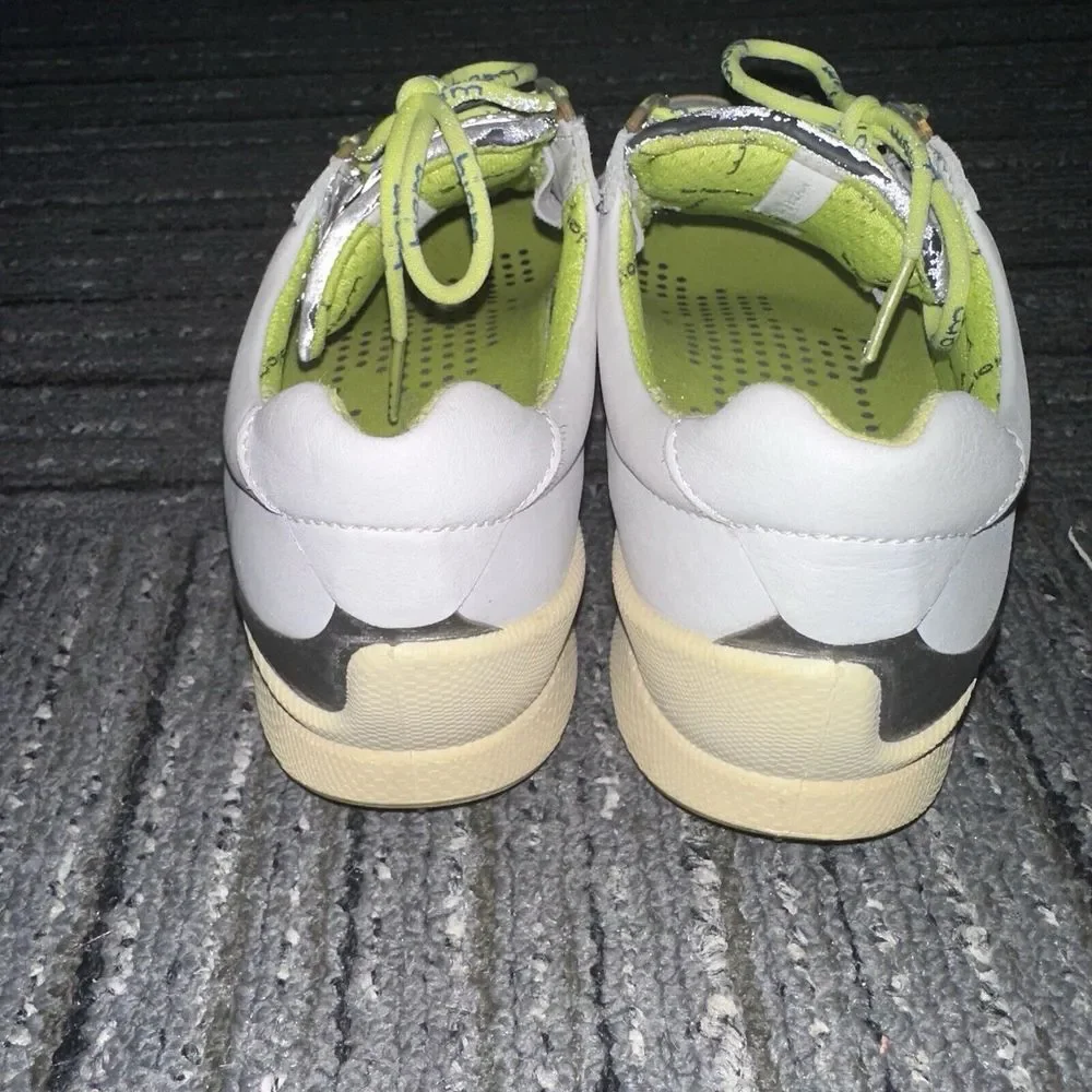 Ecco Biom Hybrid Yak Leather Womens Size 5-5.5 White Grey Spikeless Golf‎ Shoes